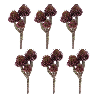 Set of Six 3" Burgundy Brown And Green Artificial Succulent Tree