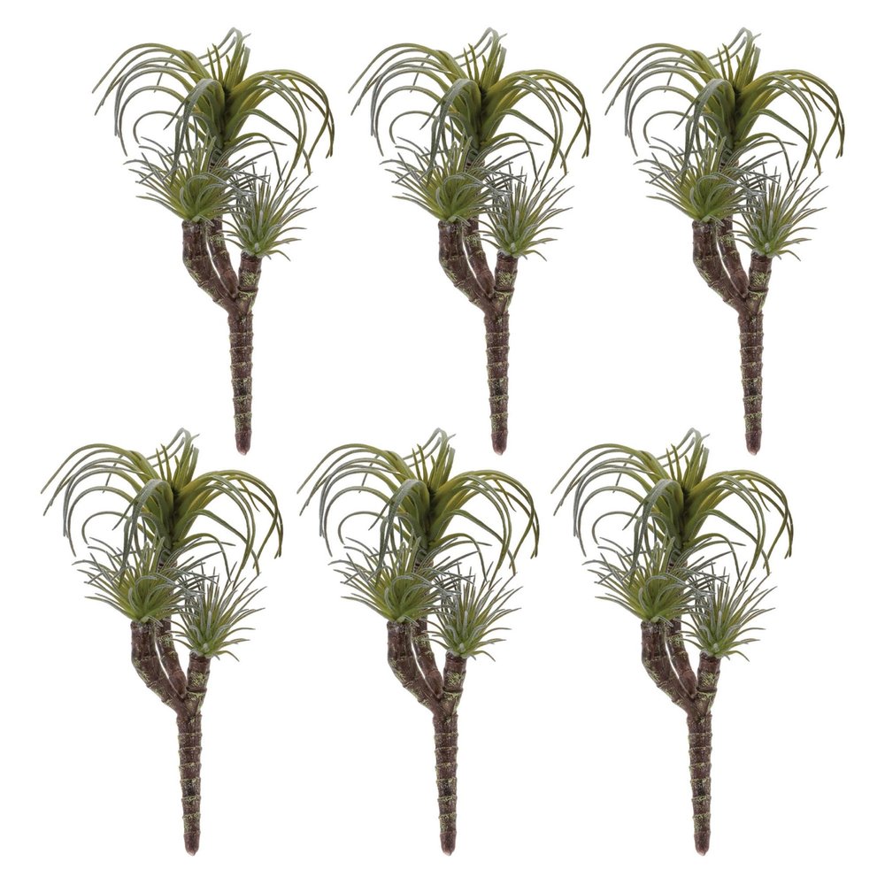 Set of Six 3" Green And Brown Artificial Succulent Tree