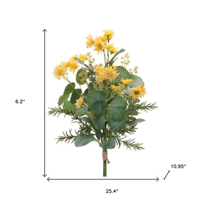 Set of Two 6" White Yellow And Green Artificial Flowering Tree