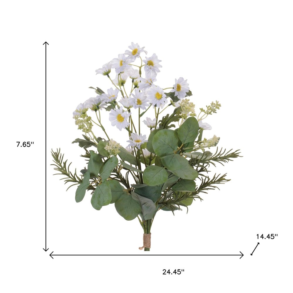 Set of Two 8" White Yellow And Green Artificial Flowering Tree