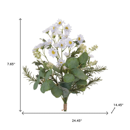 Set of Two 8" White Yellow And Green Artificial Flowering Tree
