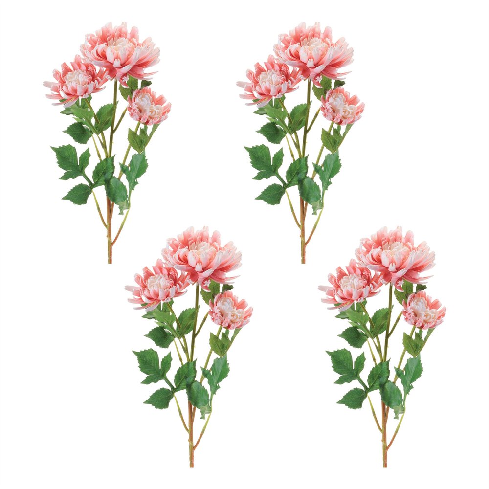 Set of Four 4" Pink White And Green Artificial Flowering Tree