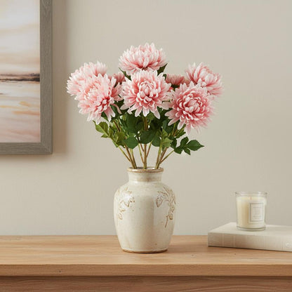 Set of Four 4" Pink White And Green Artificial Flowering Tree
