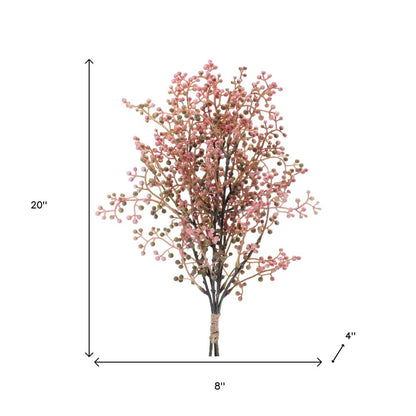 Set of Six 20" Pink And Green Artificial