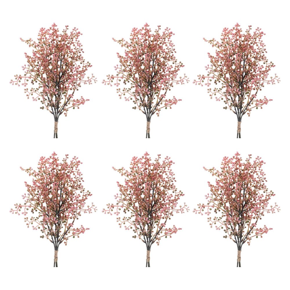 Set of Six 20" Pink And Green Artificial