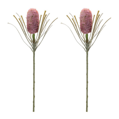 Set of Two 7" Pink White And Green Artificial Flowering Tree