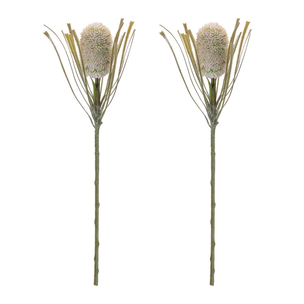Set of Two 5" Green And White Artificial Flowering Tree