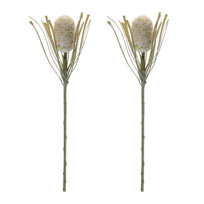 Set of Two 5" Green And White Artificial Flowering Tree