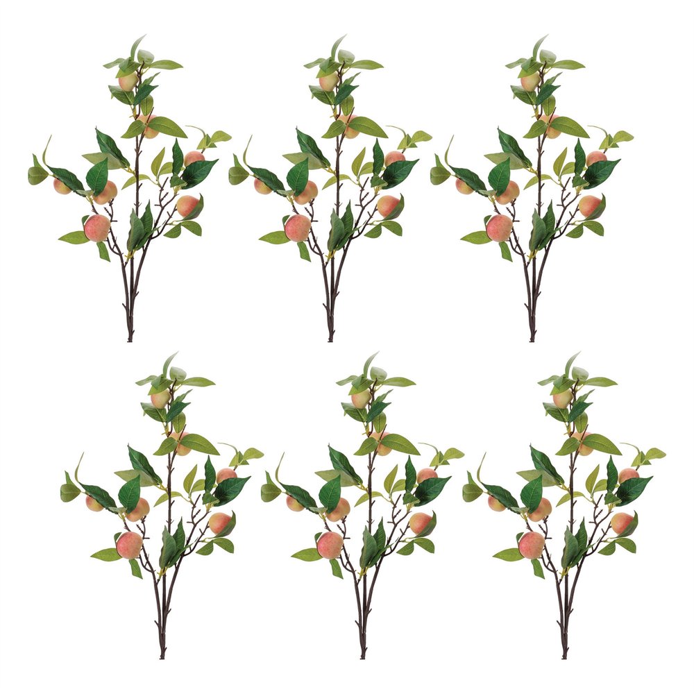 Set of Six 4" Pink Green And Brown Artificial
