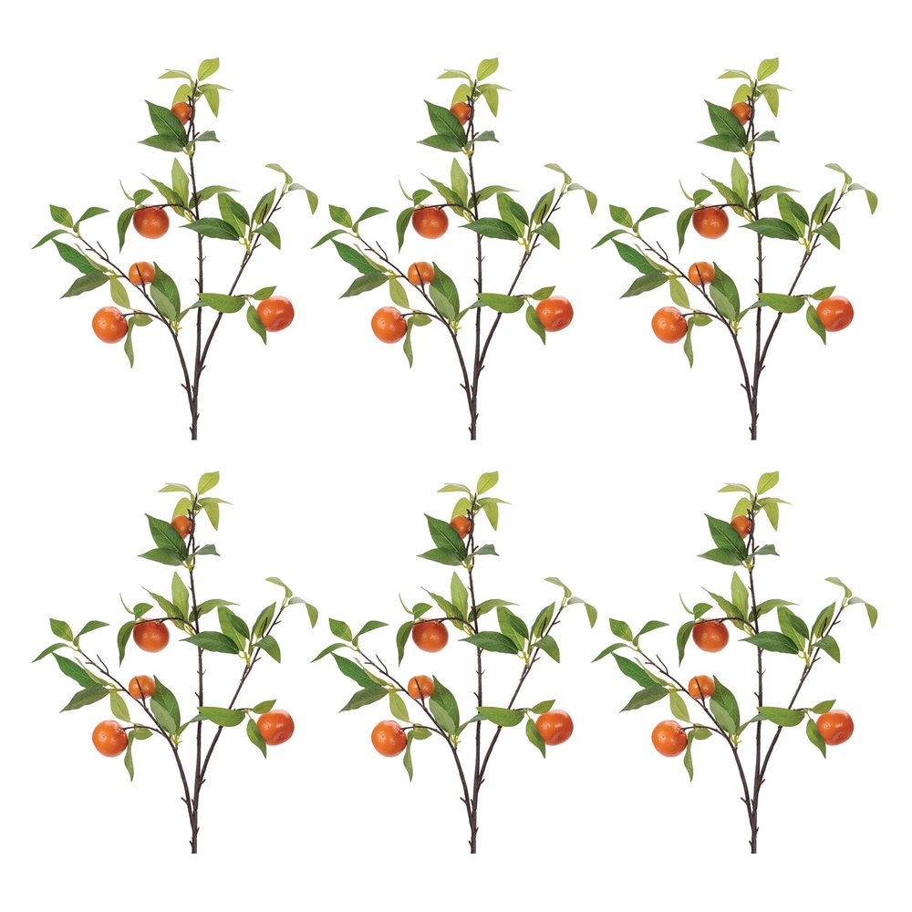 Set of Six 4" Orange Green And Brown Artificial