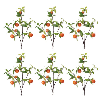 Set of Six 4" Orange Green And Brown Artificial