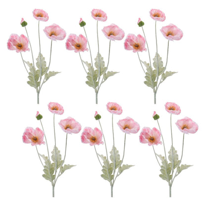 Set of Six 4" Pink And Green Artificial Flowering Tree