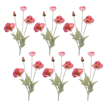 Set of Six 3" Red And Green Artificial Flowering Tree