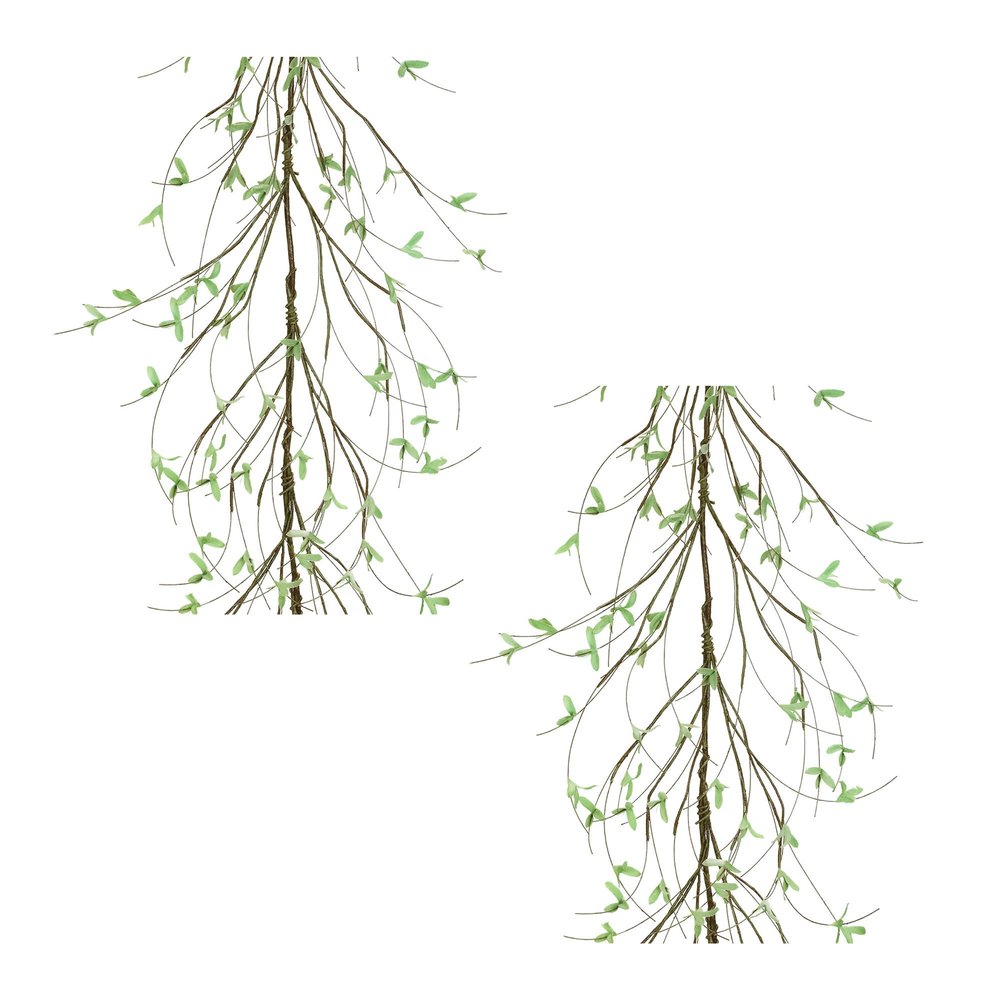 Set of Two 4" Green And Brown Artificial Foliage Tree