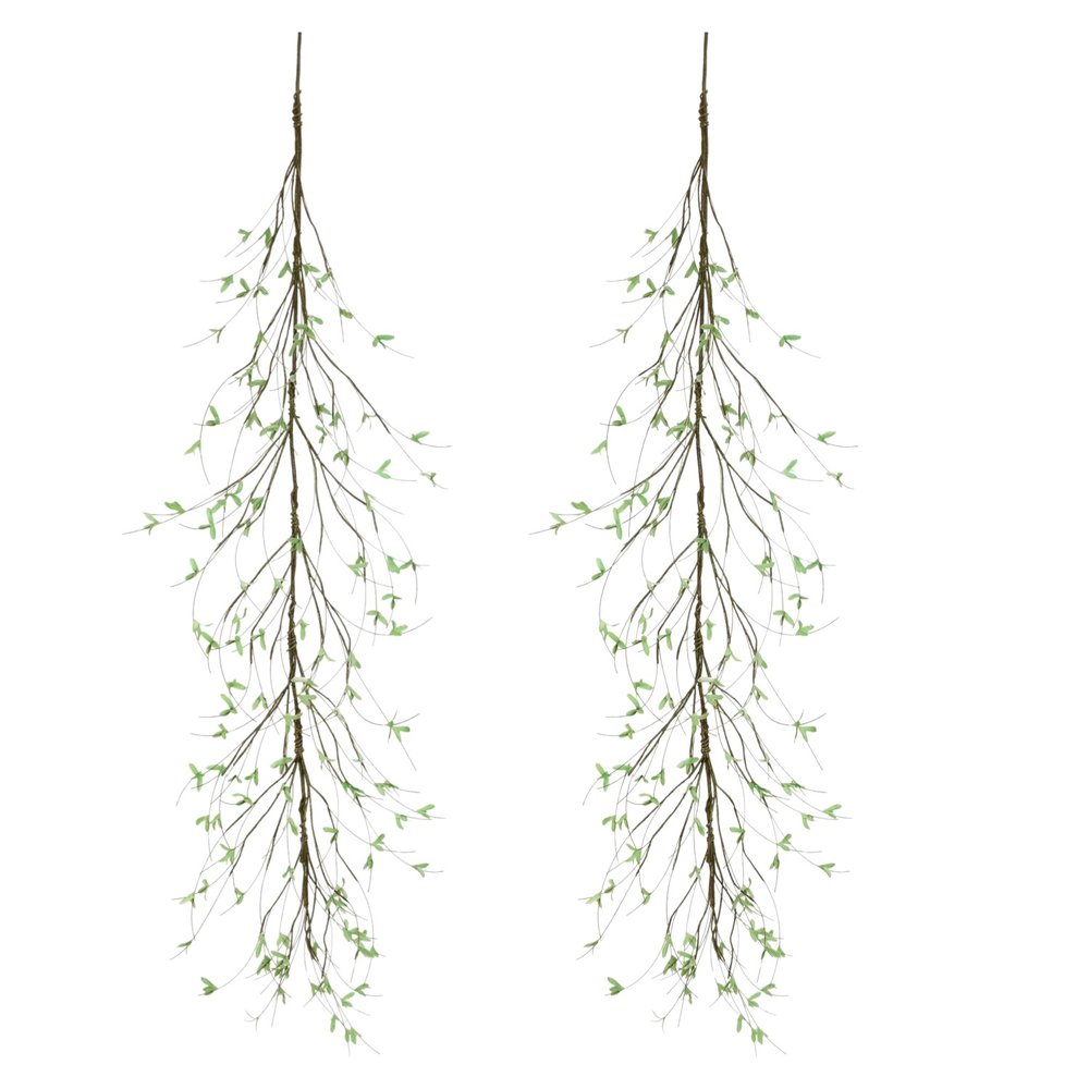 Set of Two 4" Green And Brown Artificial Foliage Tree