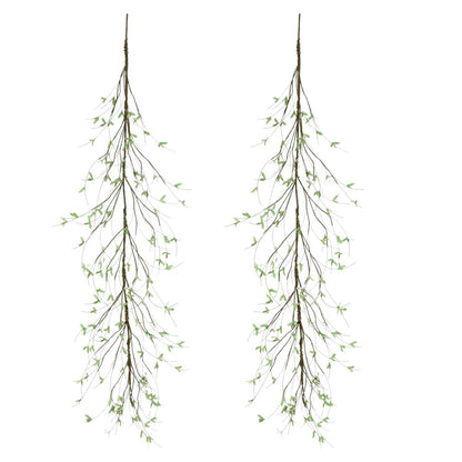 Set of Two 4" Green And Brown Artificial Foliage Tree
