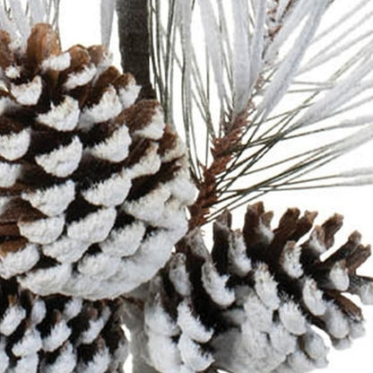 Set of Two 2" White Brown And Green Artificial Pine Tree