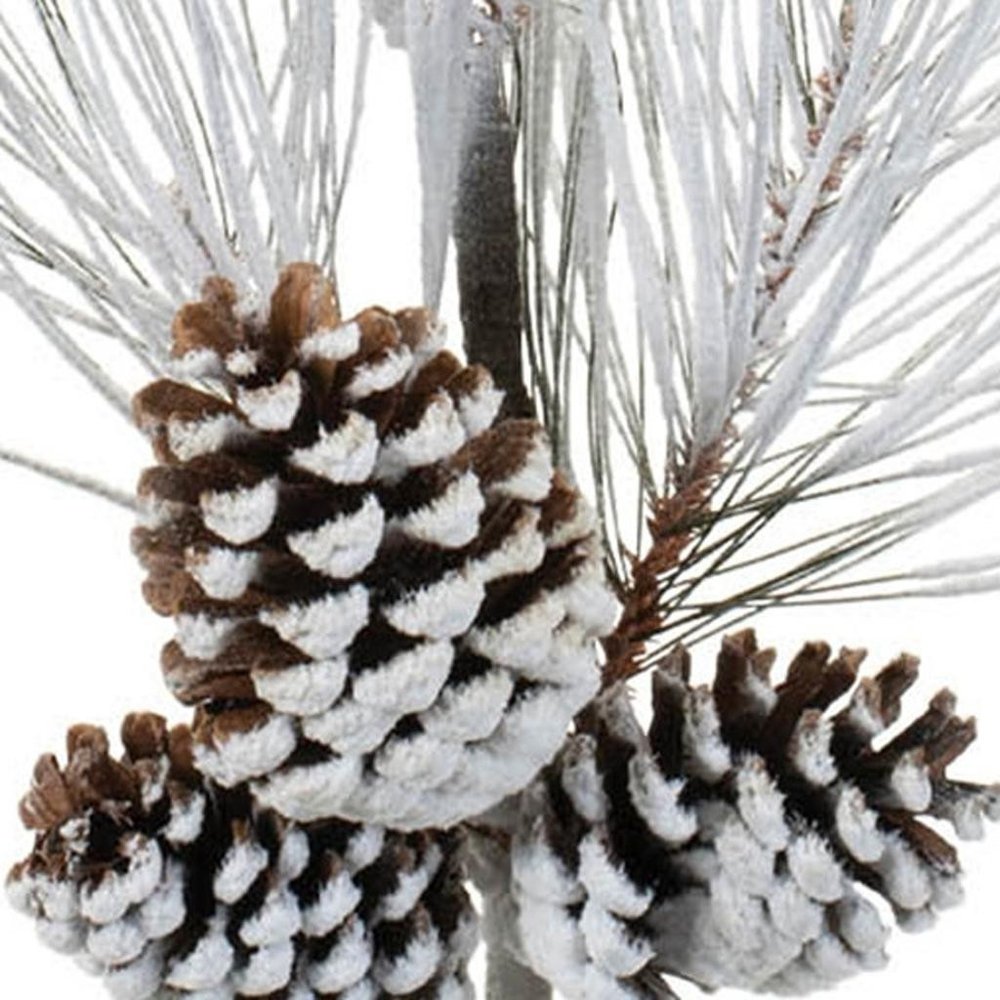 Set of Two 2" White Brown And Green Artificial Pine Tree