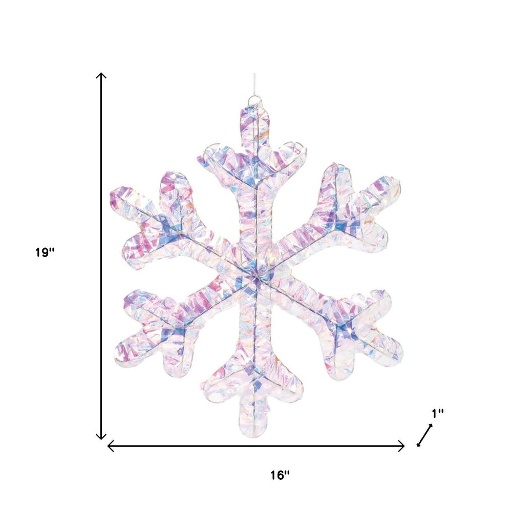 Set of Two White Iridescent LED Lighted Holiday Snowflake Christmas Ornaments HomeRoots