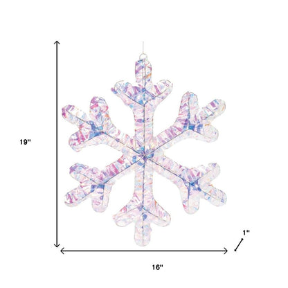 Set of Two White Iridescent LED Lighted Holiday Snowflake Christmas Ornaments HomeRoots