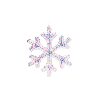 Set of Two White Iridescent LED Lighted Holiday Snowflake Christmas Ornaments HomeRoots