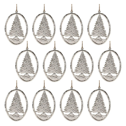 Set of Twelve Gray Shatterproof Metal Hanging Figurine Ornaments HomeRoots