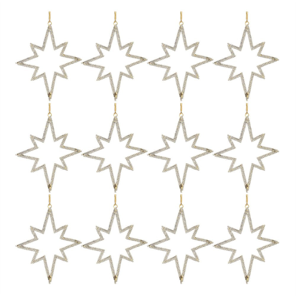 Set of Twelve Gold And Gray Iron Hanging Figurine Ornaments HomeRoots