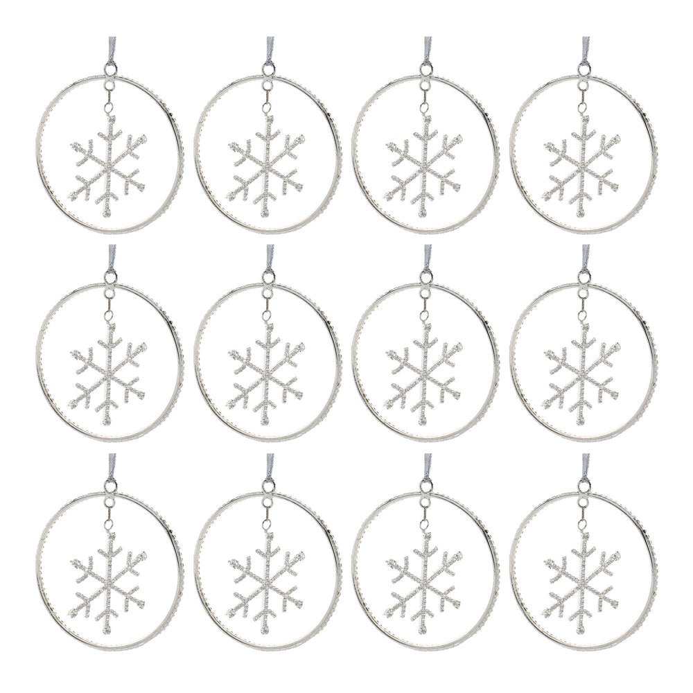 Set of Twelve Silver Metal Hanging Figurine Ornaments HomeRoots