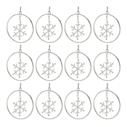 Set of Twelve Silver Metal Hanging Figurine Ornaments HomeRoots