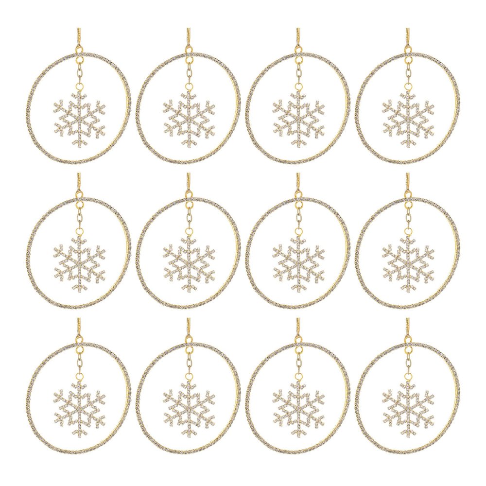 Set of Twelve Gold And Gray Iron Hanging Figurine Ornaments HomeRoots