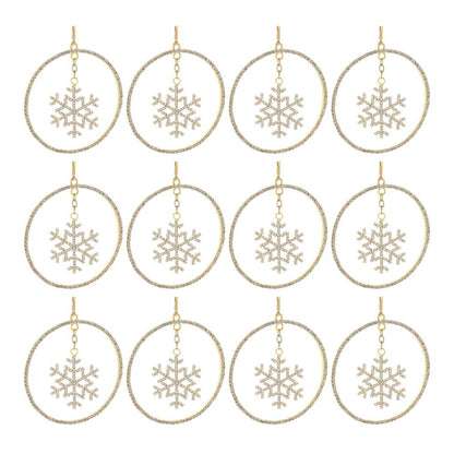 Set of Twelve Gold And Gray Iron Hanging Figurine Ornaments HomeRoots