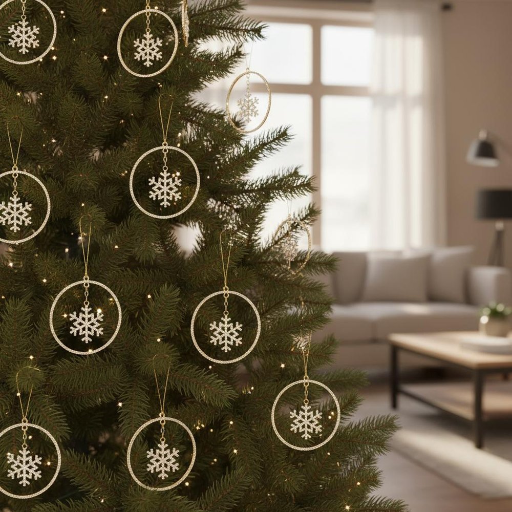 Set of Twelve Gold And Gray Iron Hanging Figurine Ornaments HomeRoots