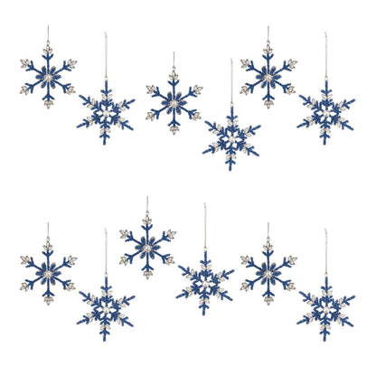 Set of Twelve Blue And Gray Iron Hanging Figurine Ornaments HomeRoots