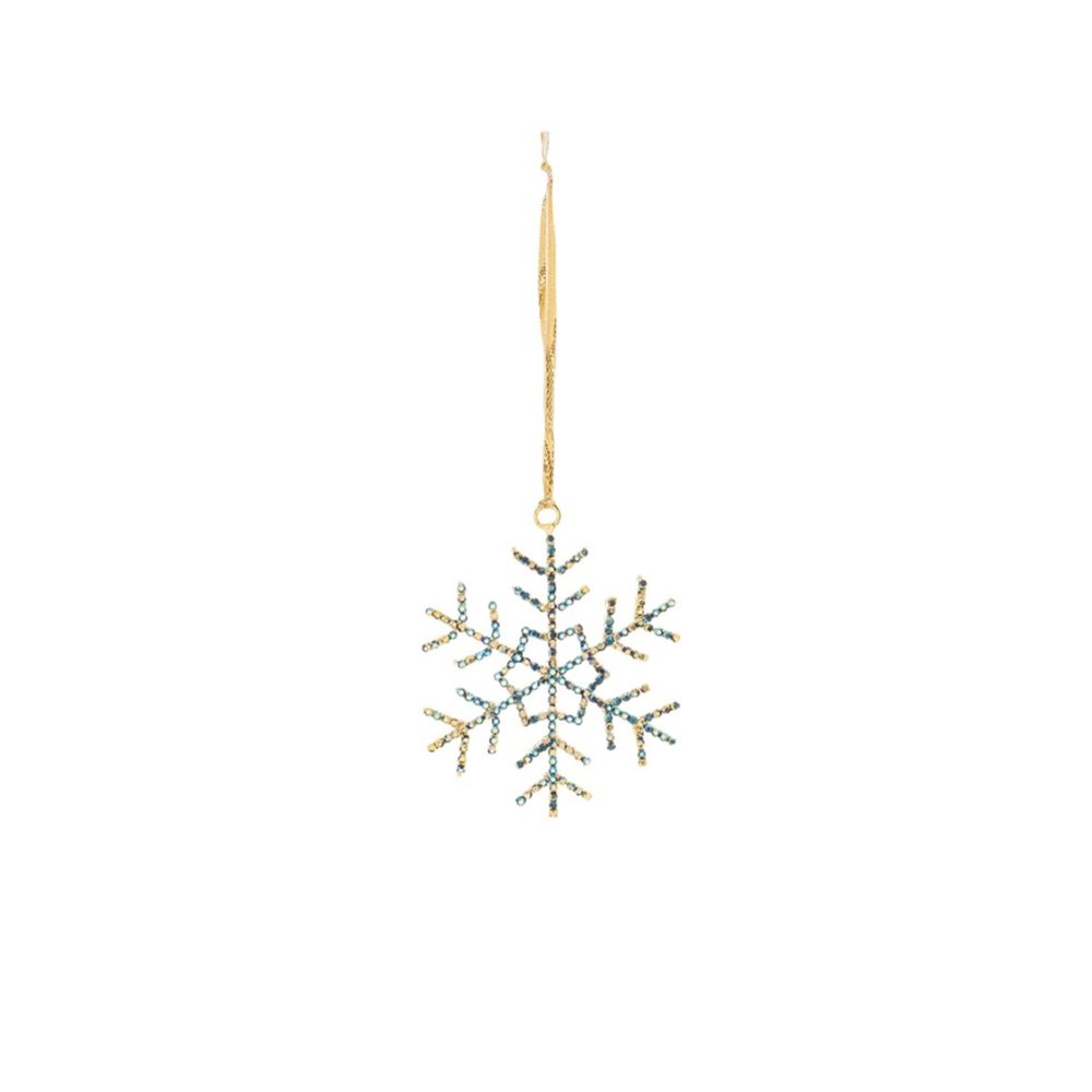 Set of Twelve Blue And Gold Iron Hanging Figurine Ornaments HomeRoots
