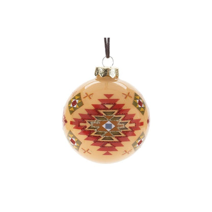 Set of Six Beige And Red Glass Ball Ornaments HomeRoots
