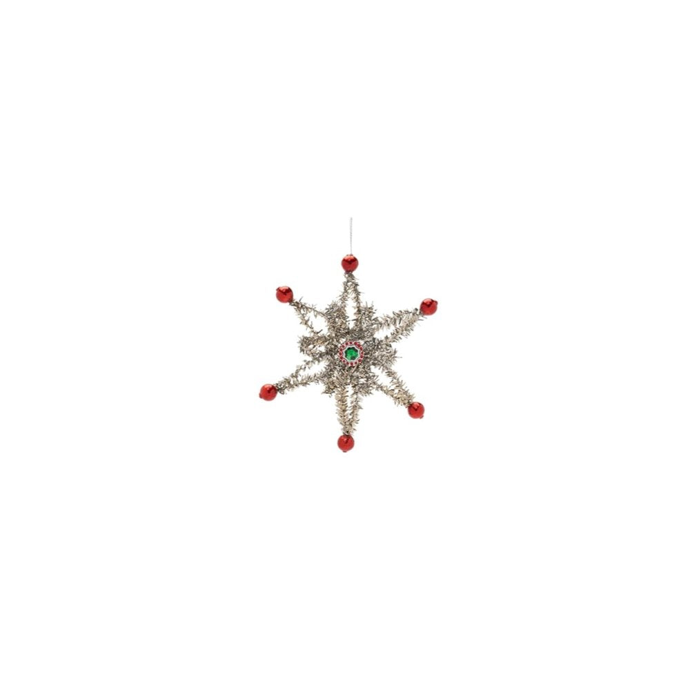 Set of Twelve Silver Green And Red Hanging Figurine Ornaments HomeRoots