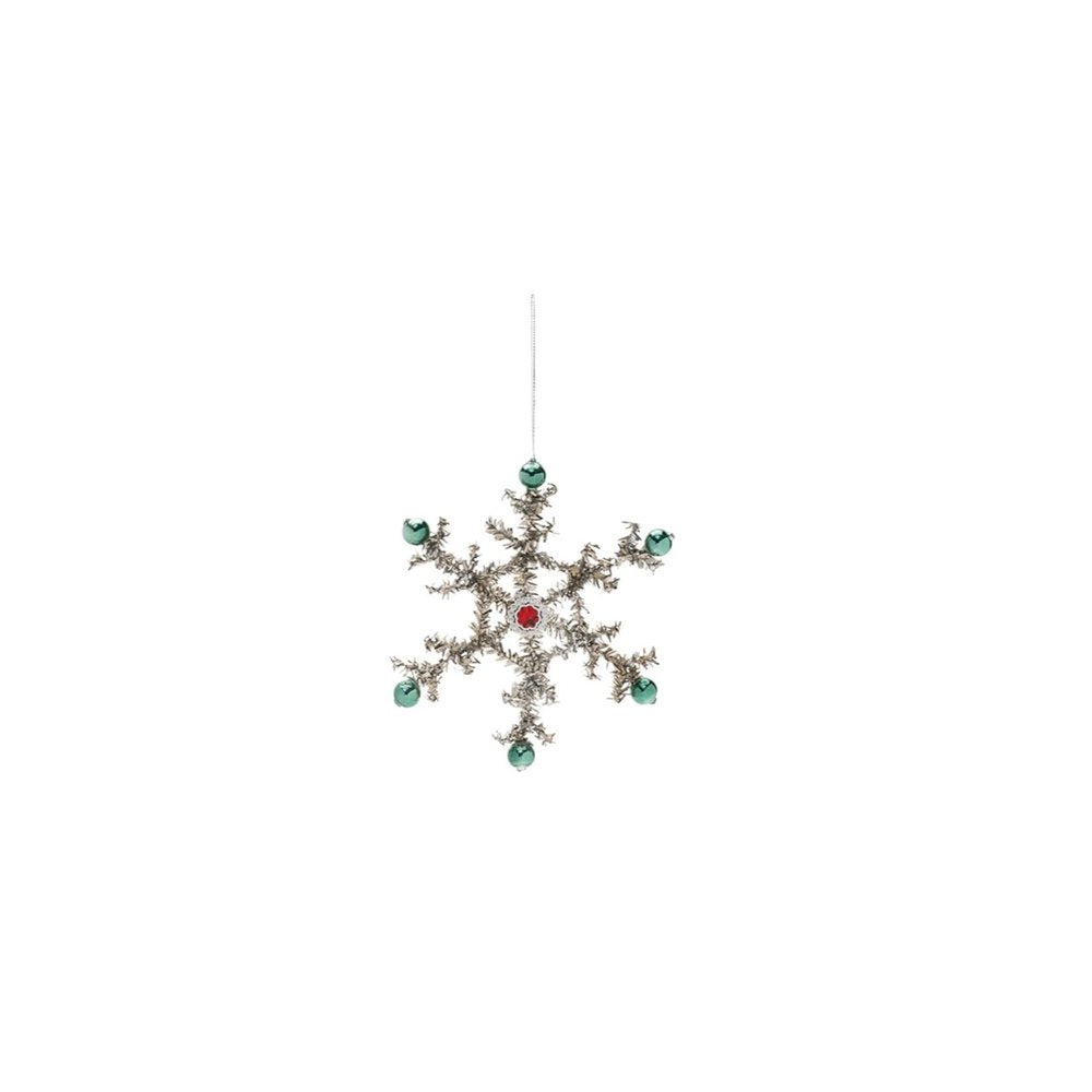 Set of Twelve Silver Green And Red Hanging Figurine Ornaments HomeRoots