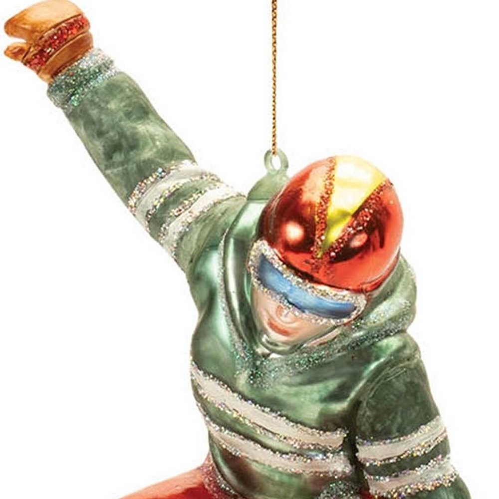Set of Six Red And Green Glass Hanging Figurine Ornaments HomeRoots