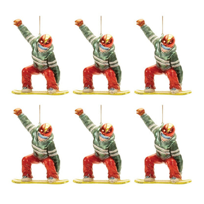 Set of Six Red And Green Glass Hanging Figurine Ornaments HomeRoots