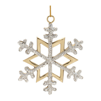 Set of Two Gold And Silver Metal Snowflake Shaped Ornaments HomeRoots