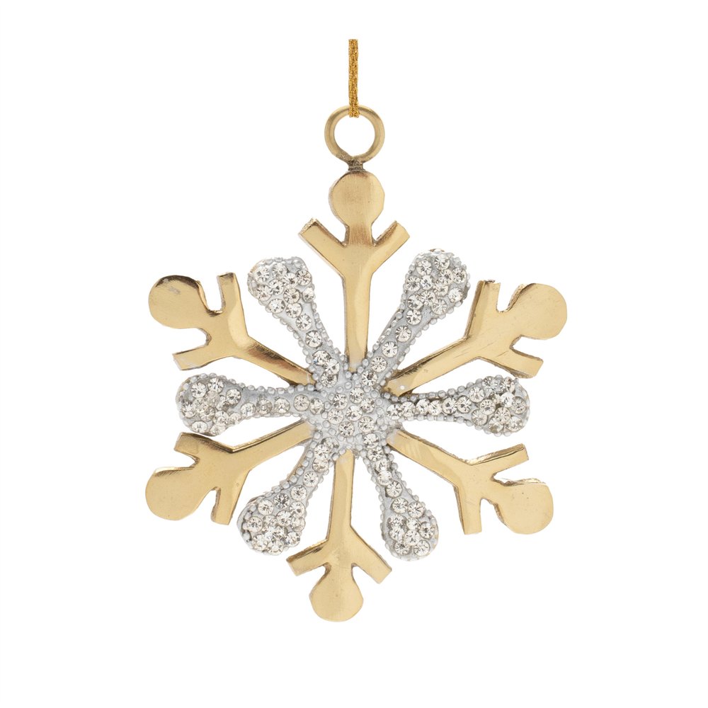 Set of Two Gold And Silver Metal Snowflake Shaped Ornaments HomeRoots