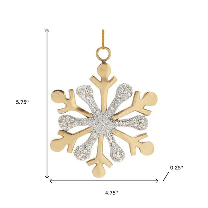 Set of Two Gold And Silver Metal Snowflake Shaped Ornaments HomeRoots