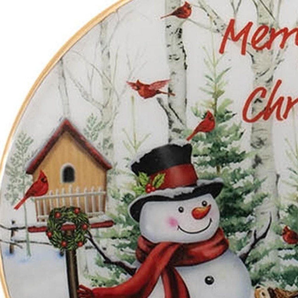 Set of Six White Brown And Red Shatterproof Iron Hanging Figurine Ornaments HomeRoots