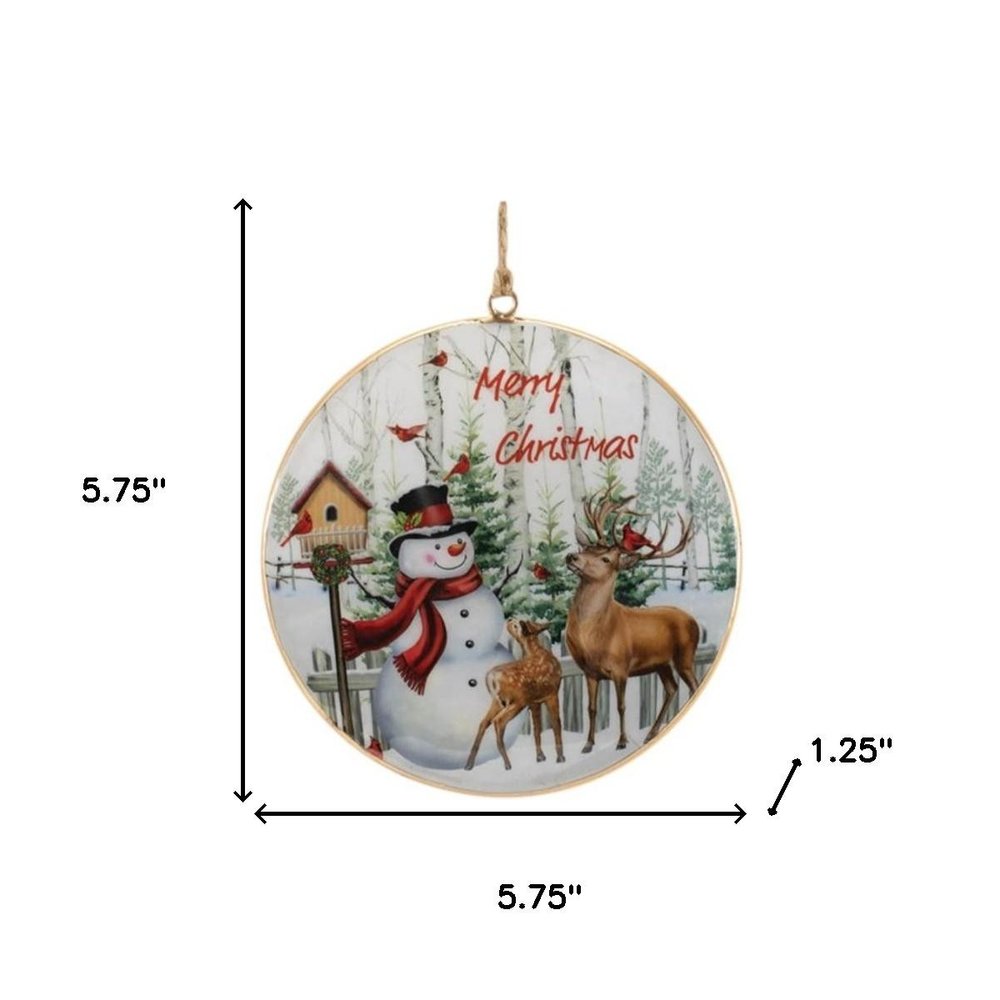 Set of Six White Brown And Red Shatterproof Iron Hanging Figurine Ornaments HomeRoots