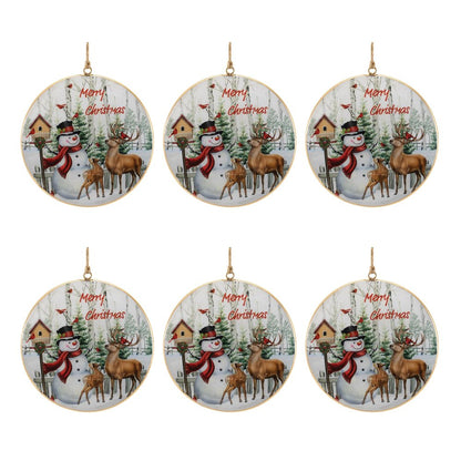 Set of Six White Brown And Red Shatterproof Iron Hanging Figurine Ornaments HomeRoots