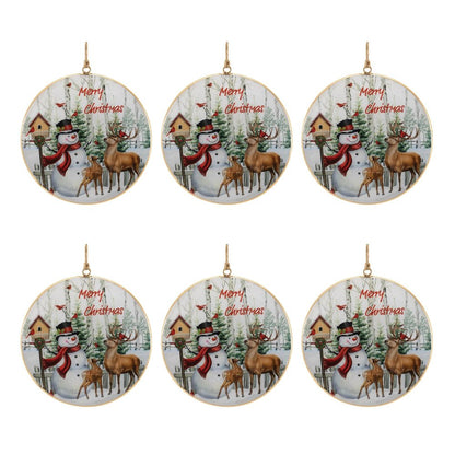 Set of Six White Brown And Red Shatterproof Iron Hanging Figurine Ornaments HomeRoots
