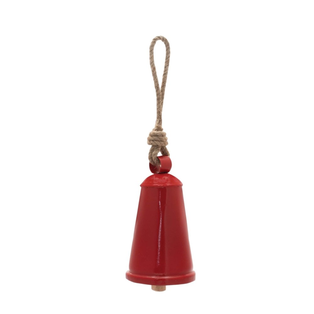 Set of Four Red And Natural Holiday Bell Shaped Ornaments HomeRoots