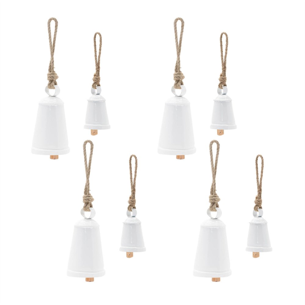 Set of Four White And Beige Shatterproof Iron Hanging Figurine Ornaments HomeRoots