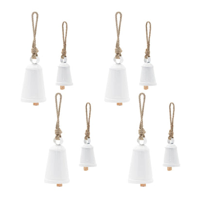 Set of Four White And Beige Shatterproof Iron Hanging Figurine Ornaments HomeRoots