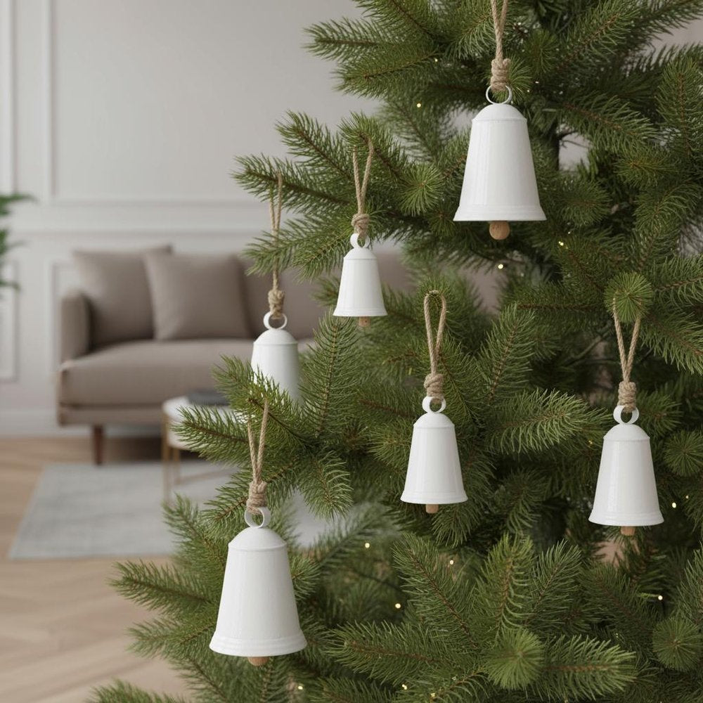Set of Four White And Beige Shatterproof Iron Hanging Figurine Ornaments HomeRoots